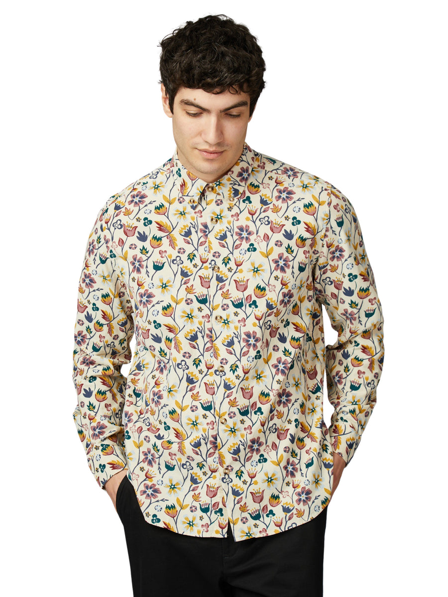 Floral Print Cord Shirt